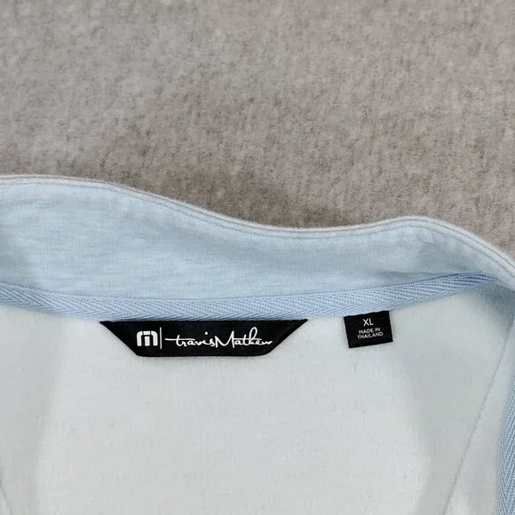 TravisMathew Cloud Quarter Zip 2.0 Mens XL Heather Blue 1/4 Zip Pullover - Picture 3 of 10